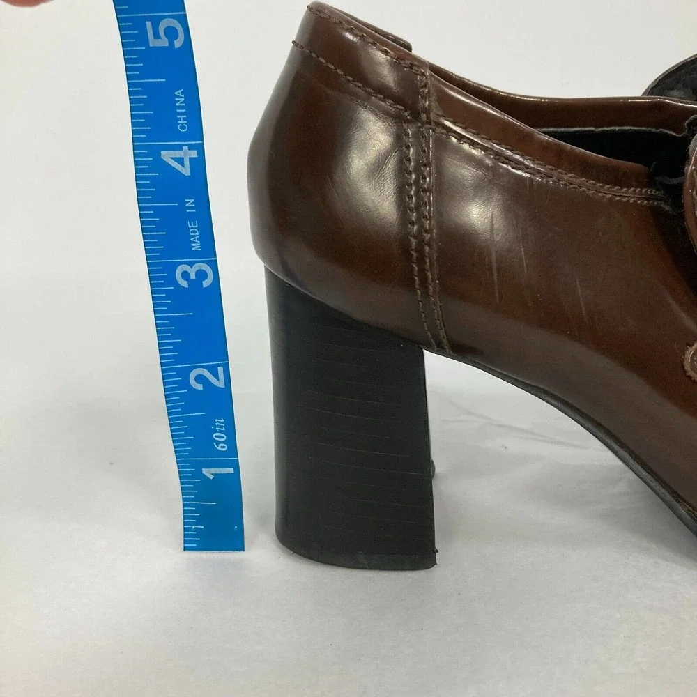 Soho Cobbler Loafers Womens Sz 6 Brown Leather Chunky Heel Loafers Vintage‎